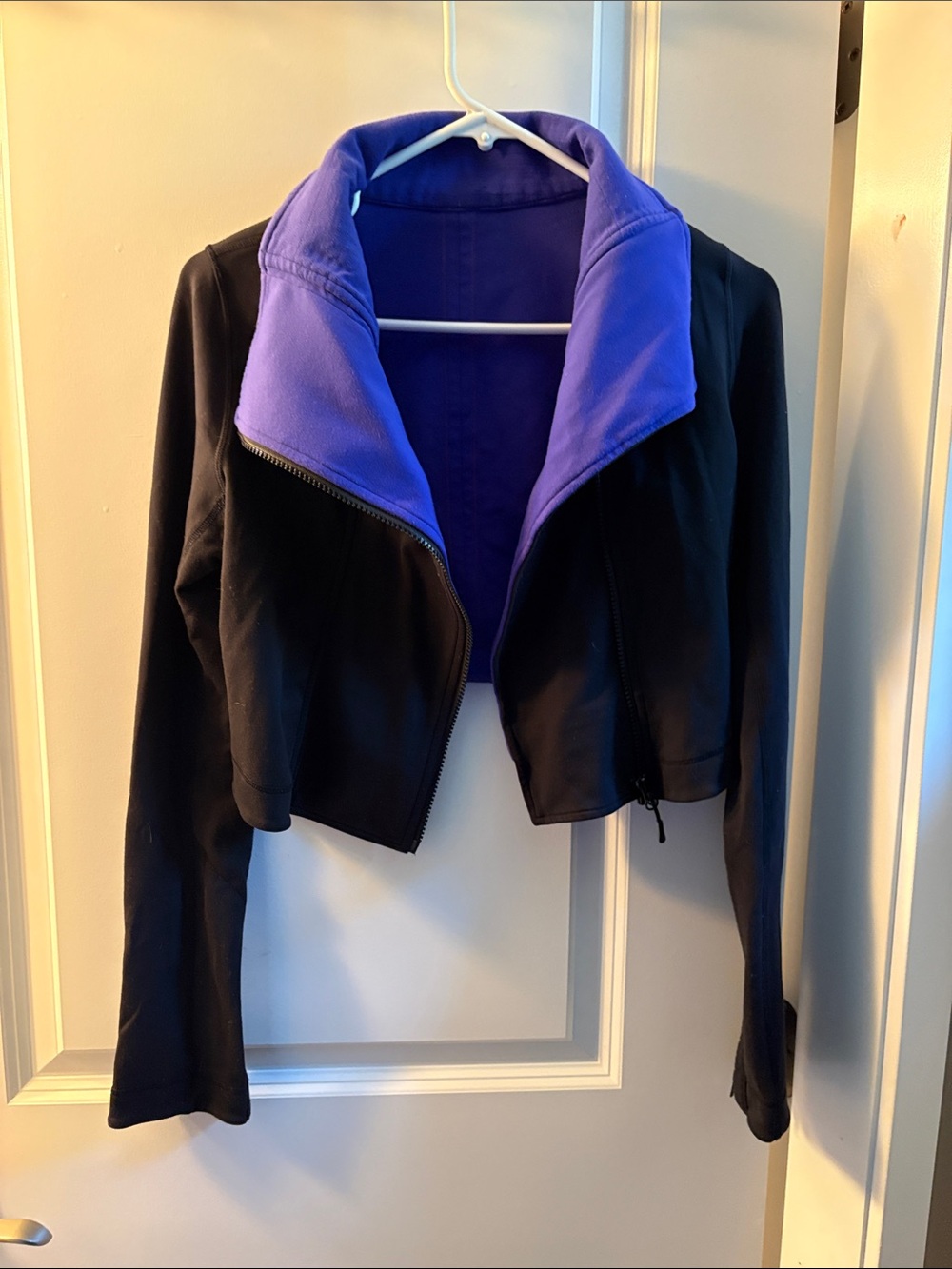 lululemon athletica Black Bomber Jacket with Purple Lining